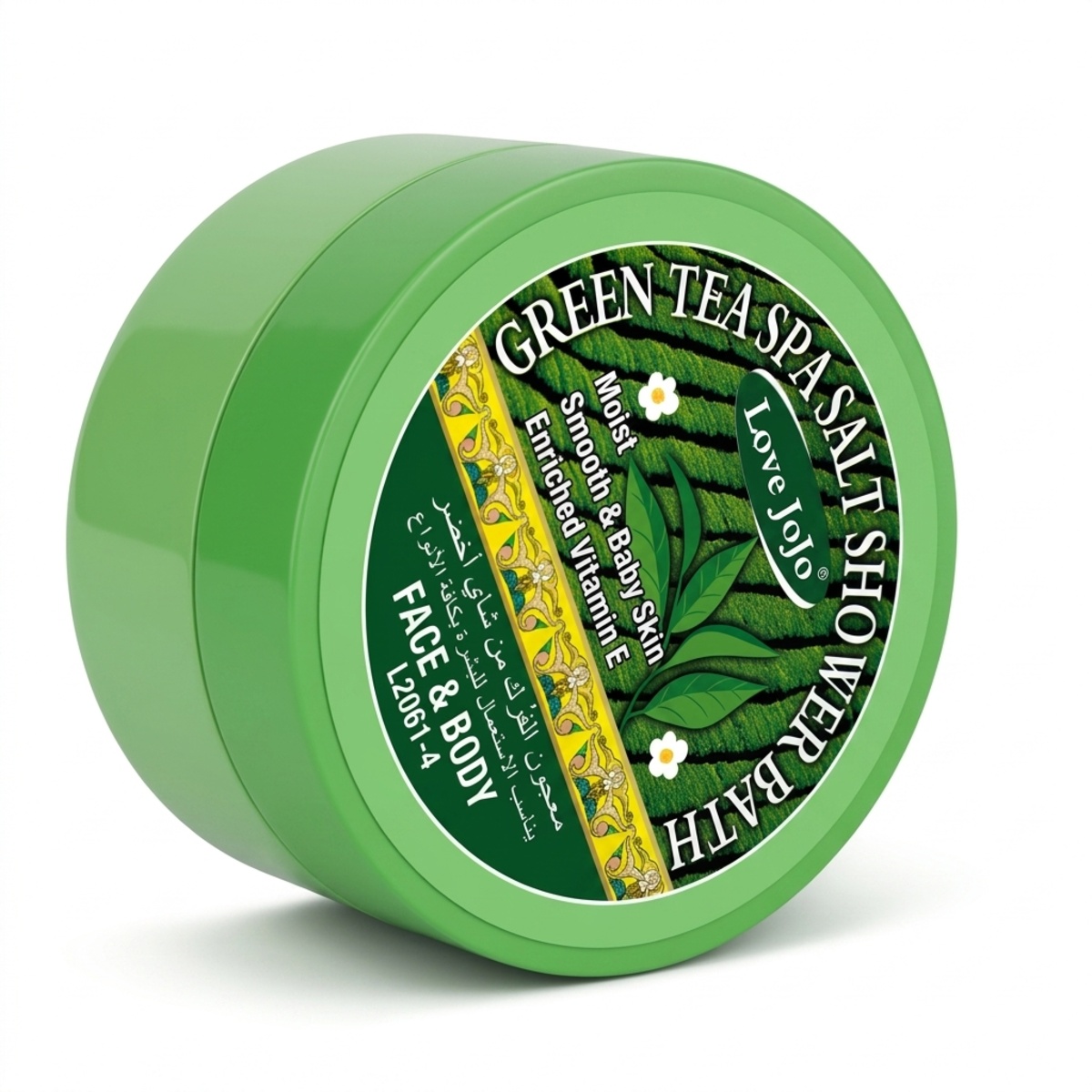 Lovo Jojo Green Tea Spa Salt Shower Bath Face And Body Scrub 240g