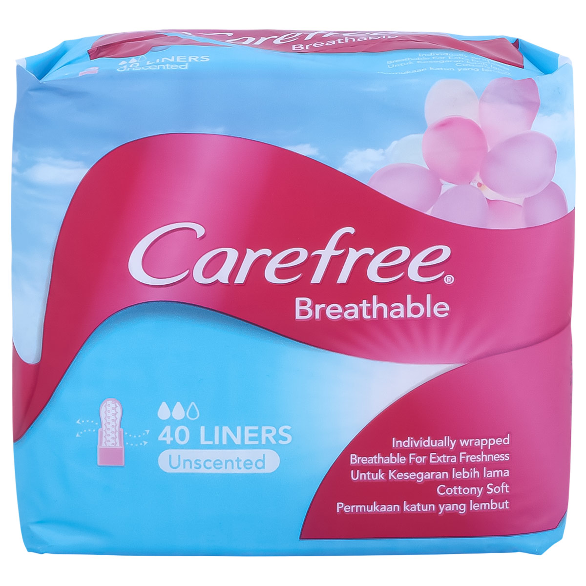 Carefree Breathable Cottony Soft Unscented Liners 40 Liners