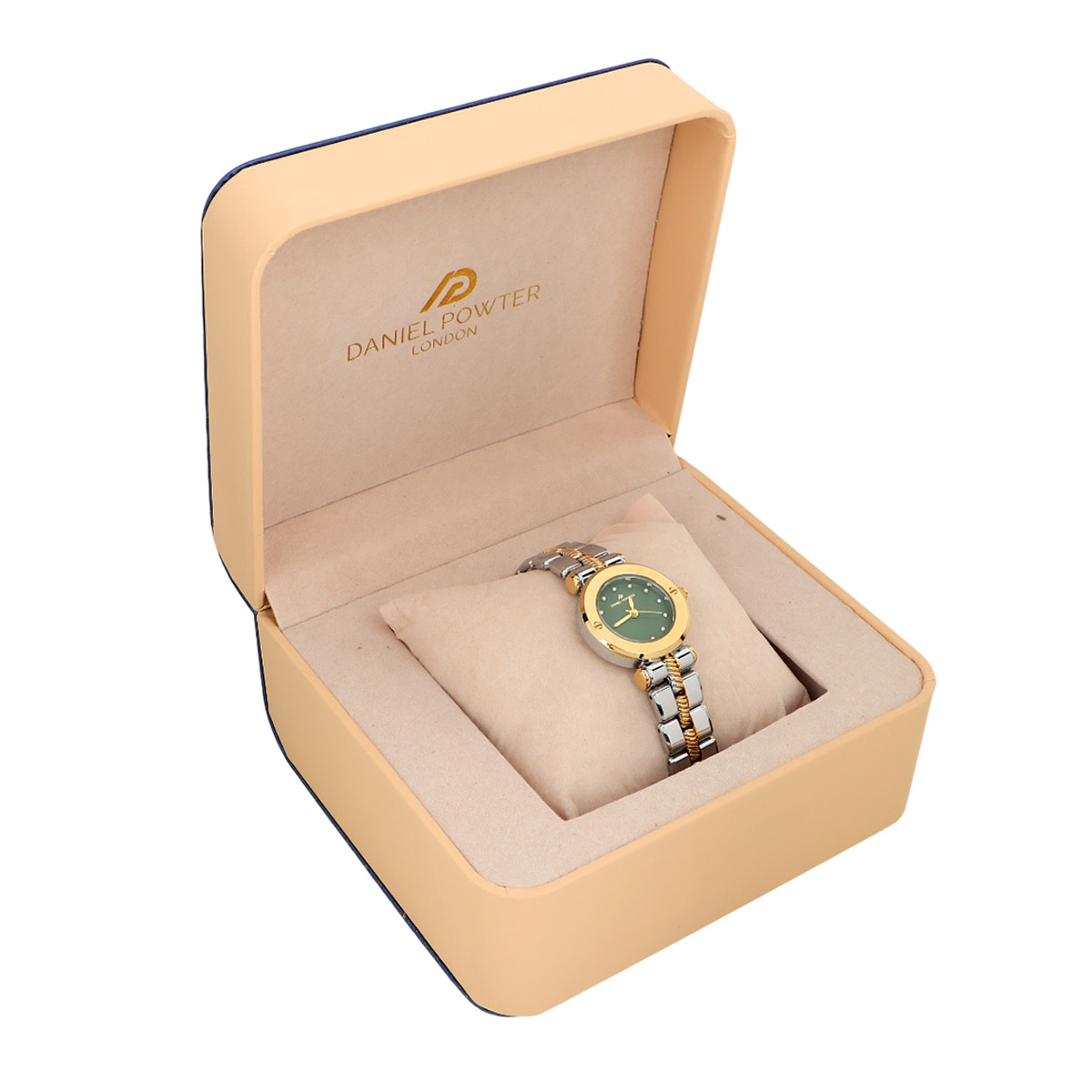 Daniel Powter Women's Luxury Watch Gold Green Dial With Two Tone Stainless Steel Bracelet Strap W-2080