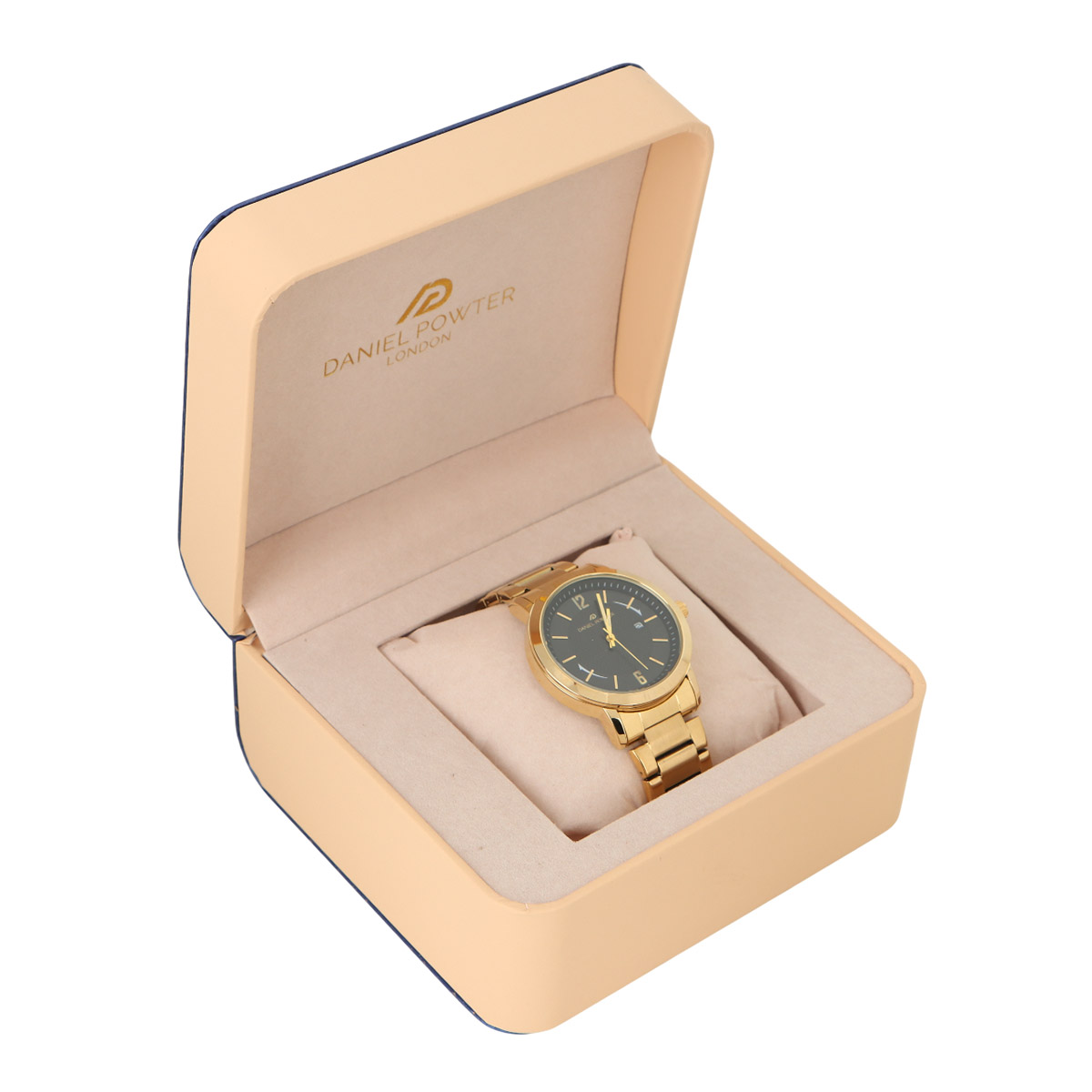 Daniel Powter Women's Luxury Watch Gold Black Dial With Golden Stainless Steel Strap W-1034