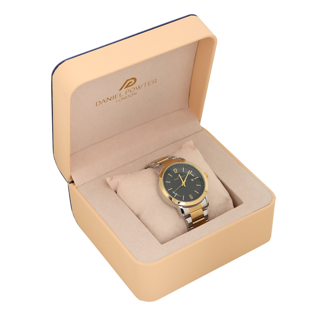 Daniel Powter Women's Luxury Watch Gold Black Dial With Two Tone Stainless Steel Strap W-1034