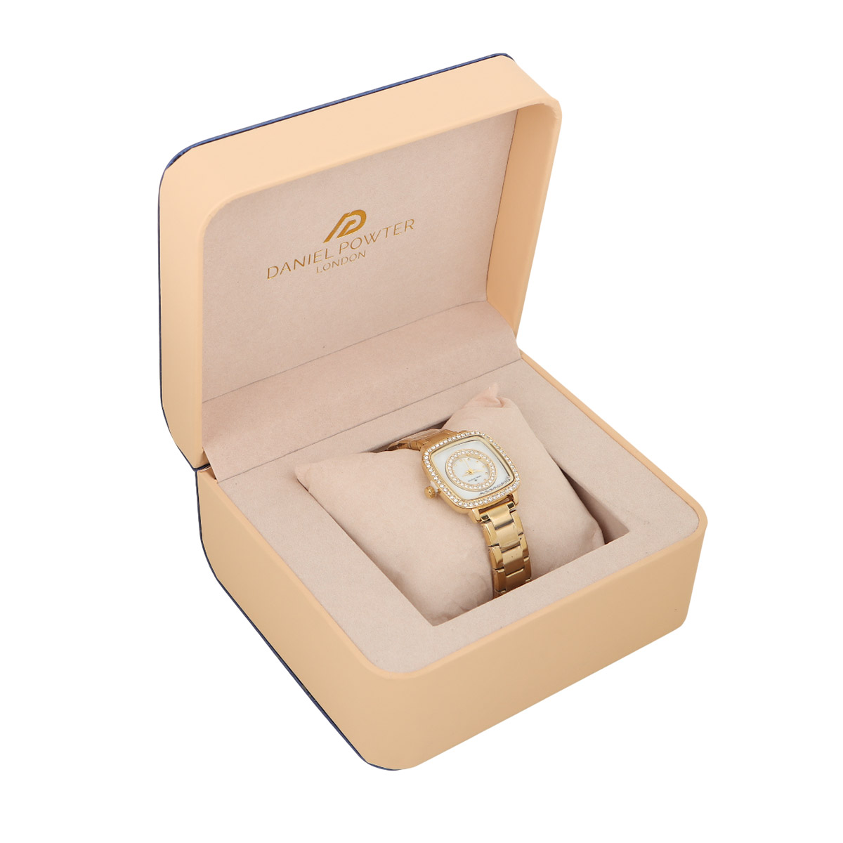 Daniel Powter Women's Luxury Watch Crystal Gold White Dial With Golden Stainless Steel Strap W-2081
