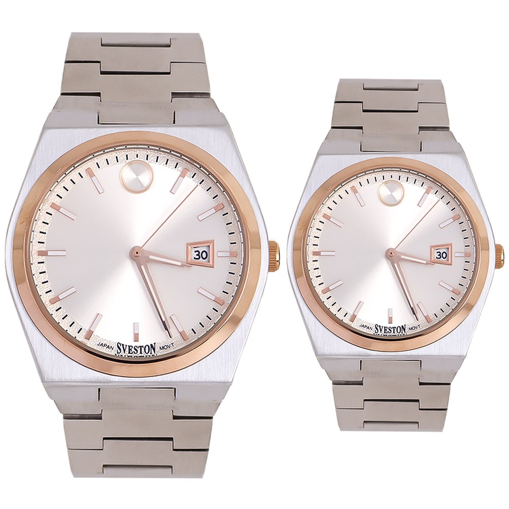 Sveston Couples Watch In Silver & White Color 2315 BX