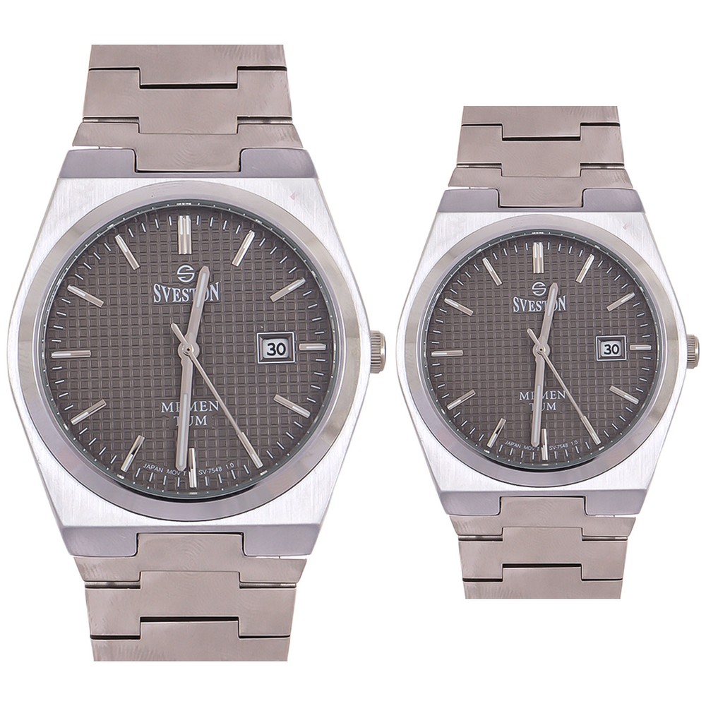 Sveston Couples Watch In Silver & Grey Color 2315 BX