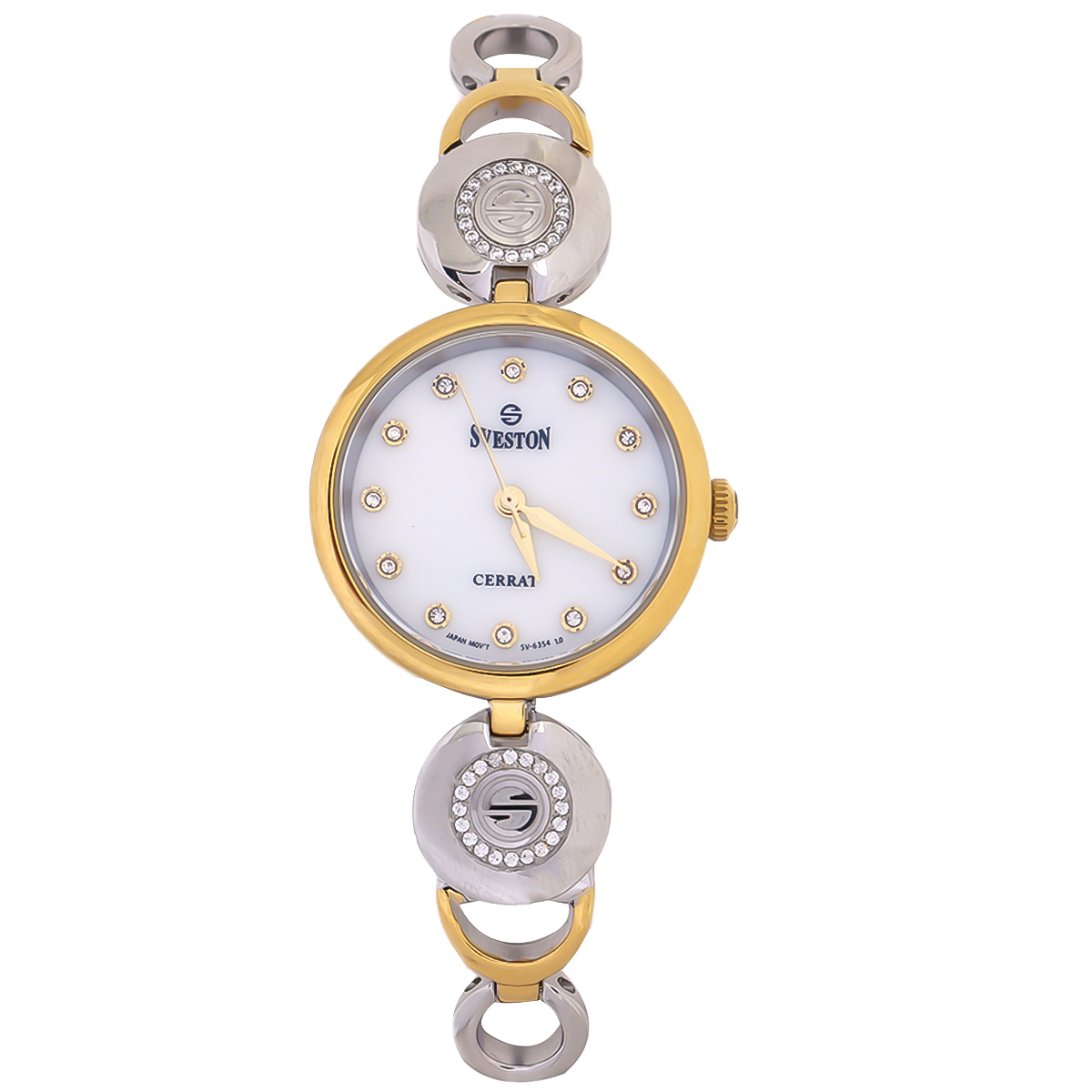 Sveston Metal Watch For Women In Two Tone & White Color