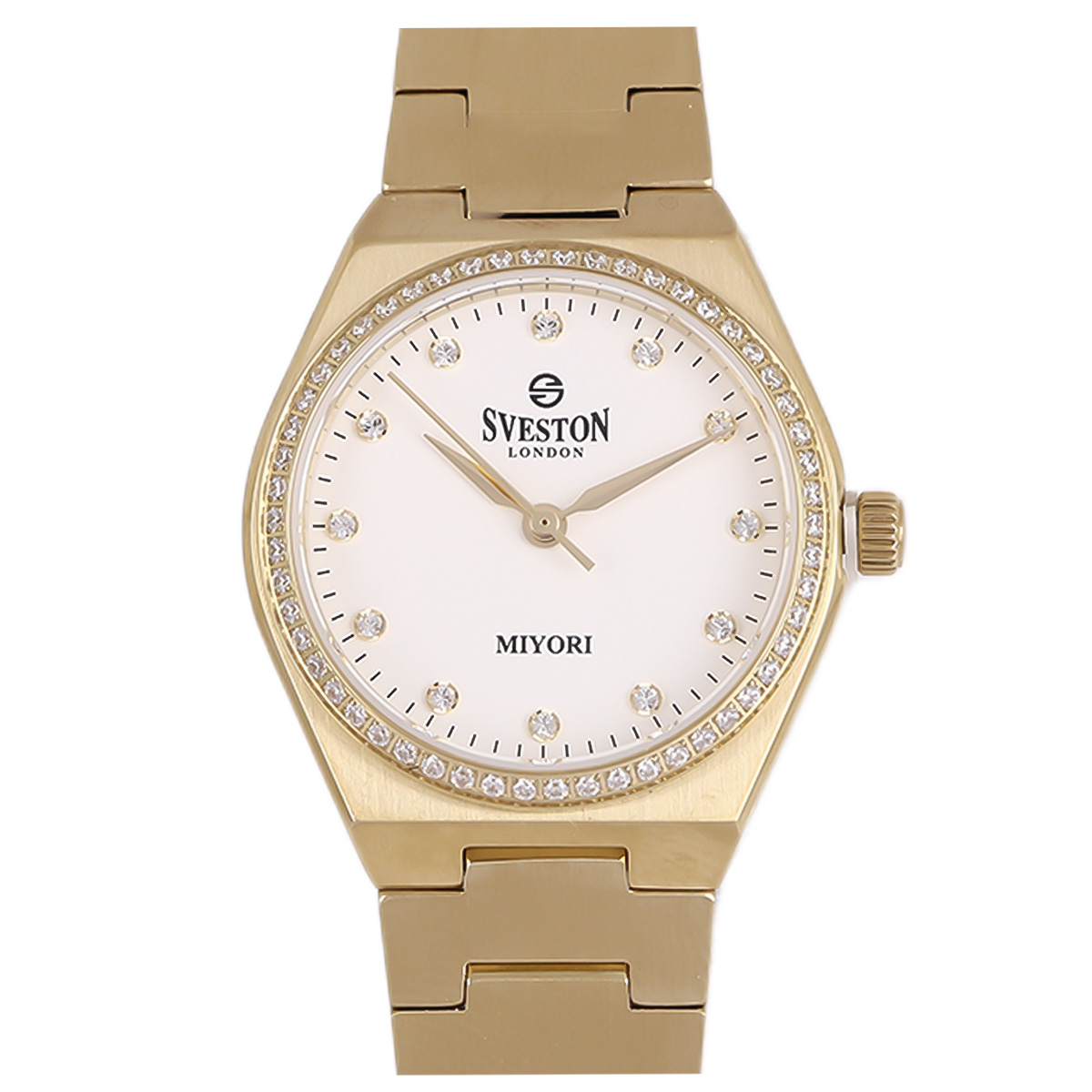 Sveston Miyori Metal Watch For Women In Golden & White Color