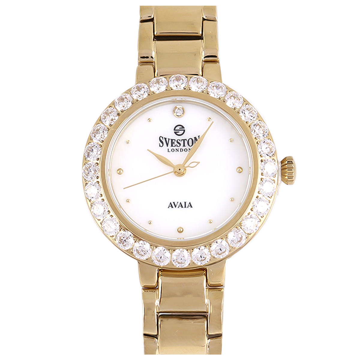 Sveston Avaia Metal Watch For Women In Golden & White Color