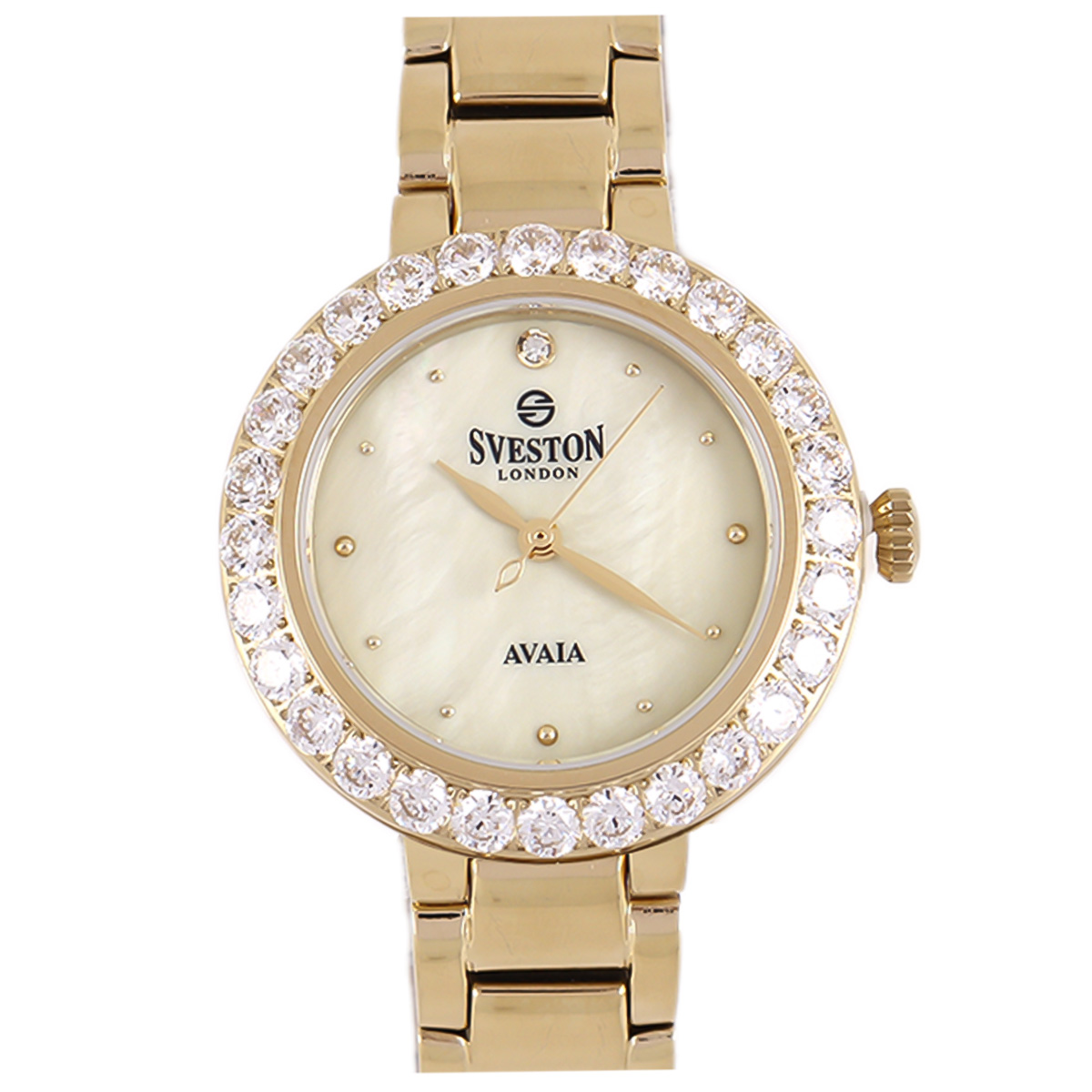 Sveston Avaia Metal Watch For Women In Golden & Beige Color