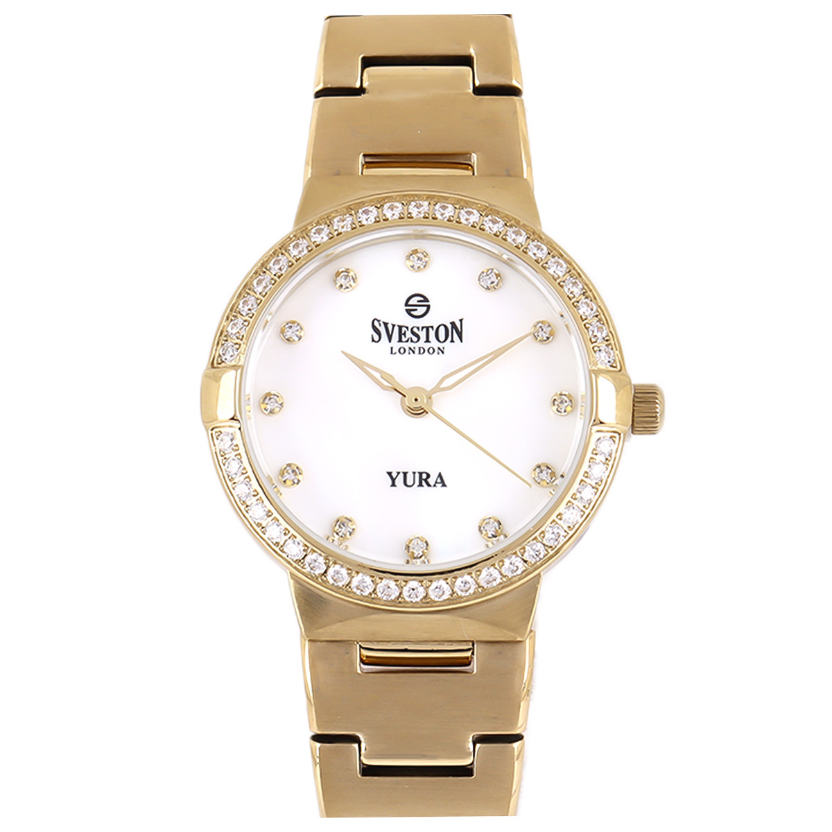 Sveston Yura Metal Watch For Women In Golden & White Color