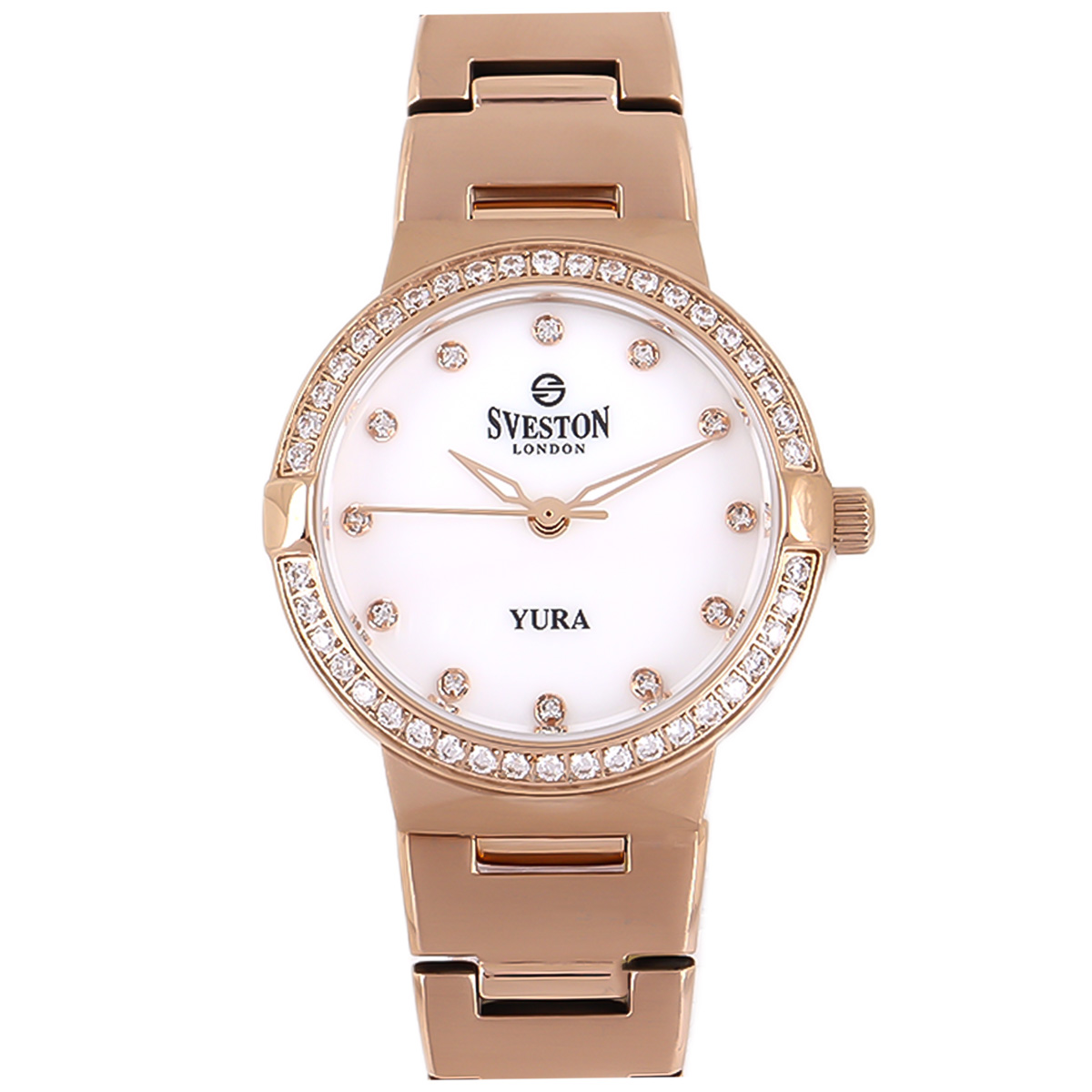 Sveston Yura Metal Watch For Women In Rose Gold & White Color