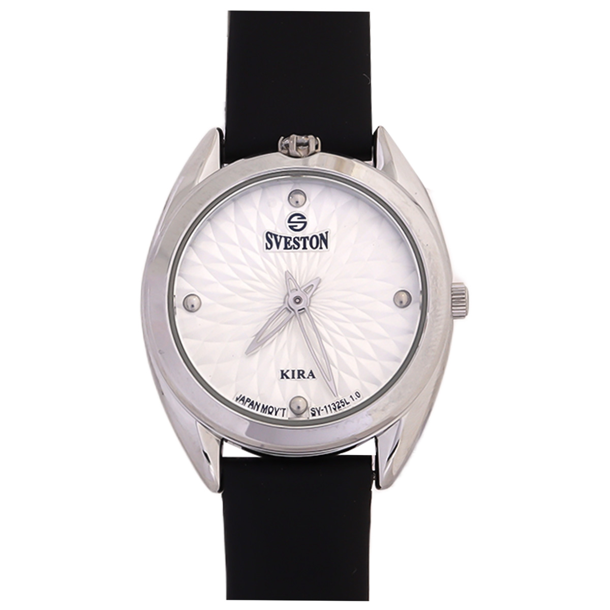 Sveston Kira Leather Strap Watch For Women In Black & White Color
