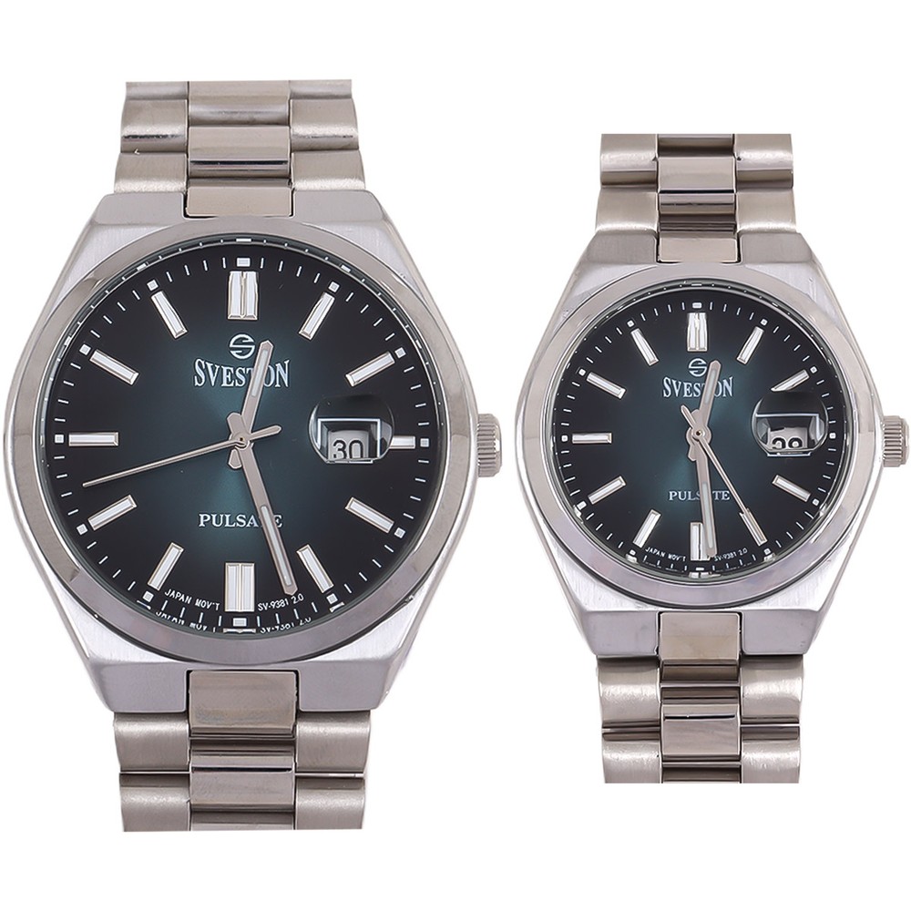 Sveston Pulsate Couple Watch In Silver & Blue Color