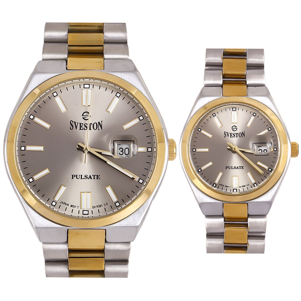 Sveston Pulsate Couple Watch In Two Tone Color