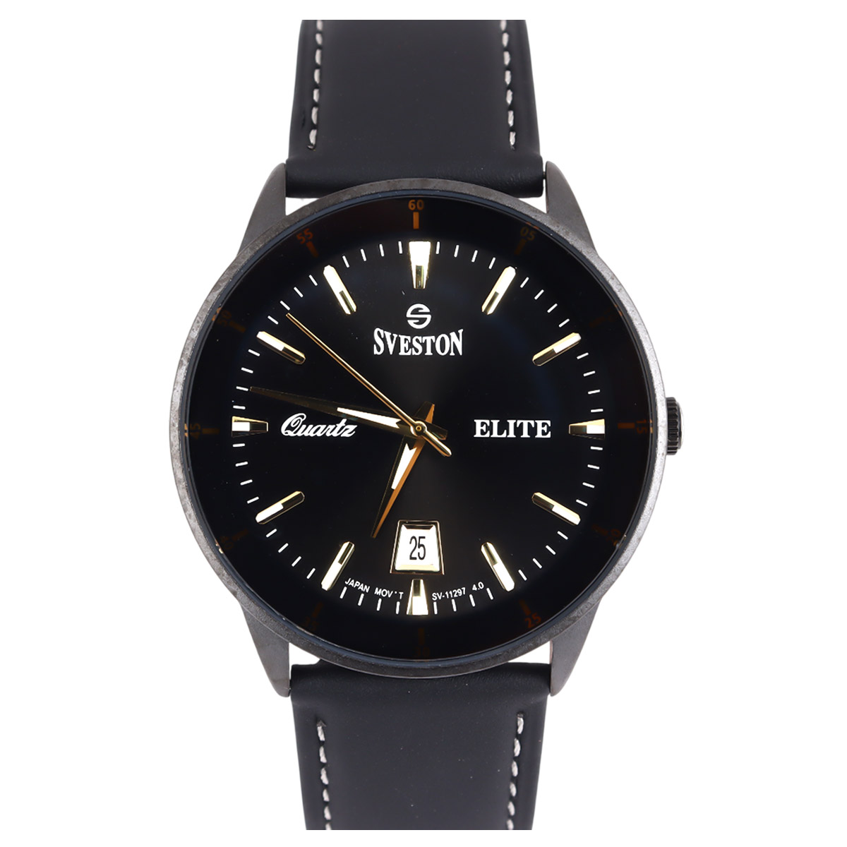 Sveston Quartz Elite Watch For Men In Black Color