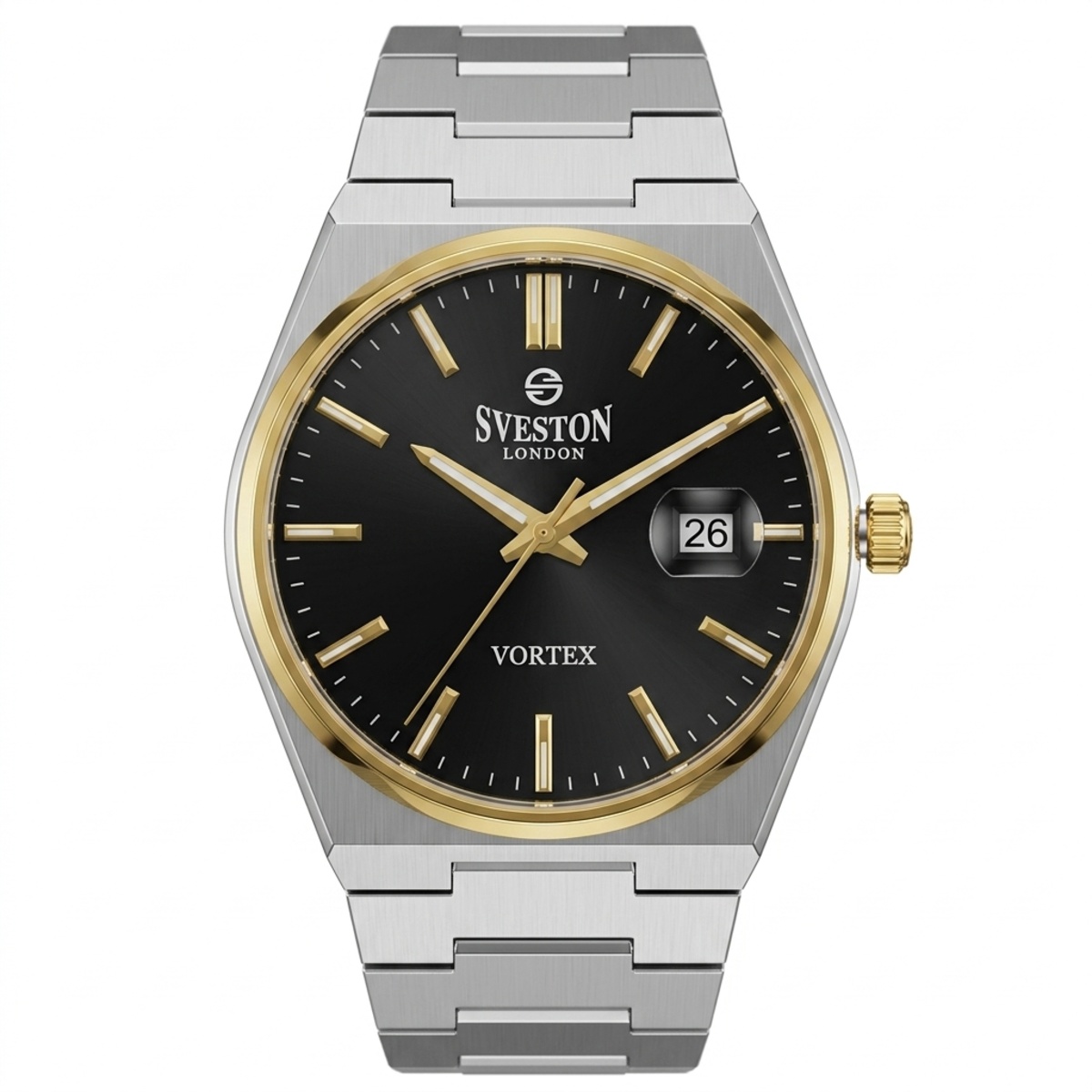 Sveston Vortex Formal Watch For Men In Two Tone & Black Color
