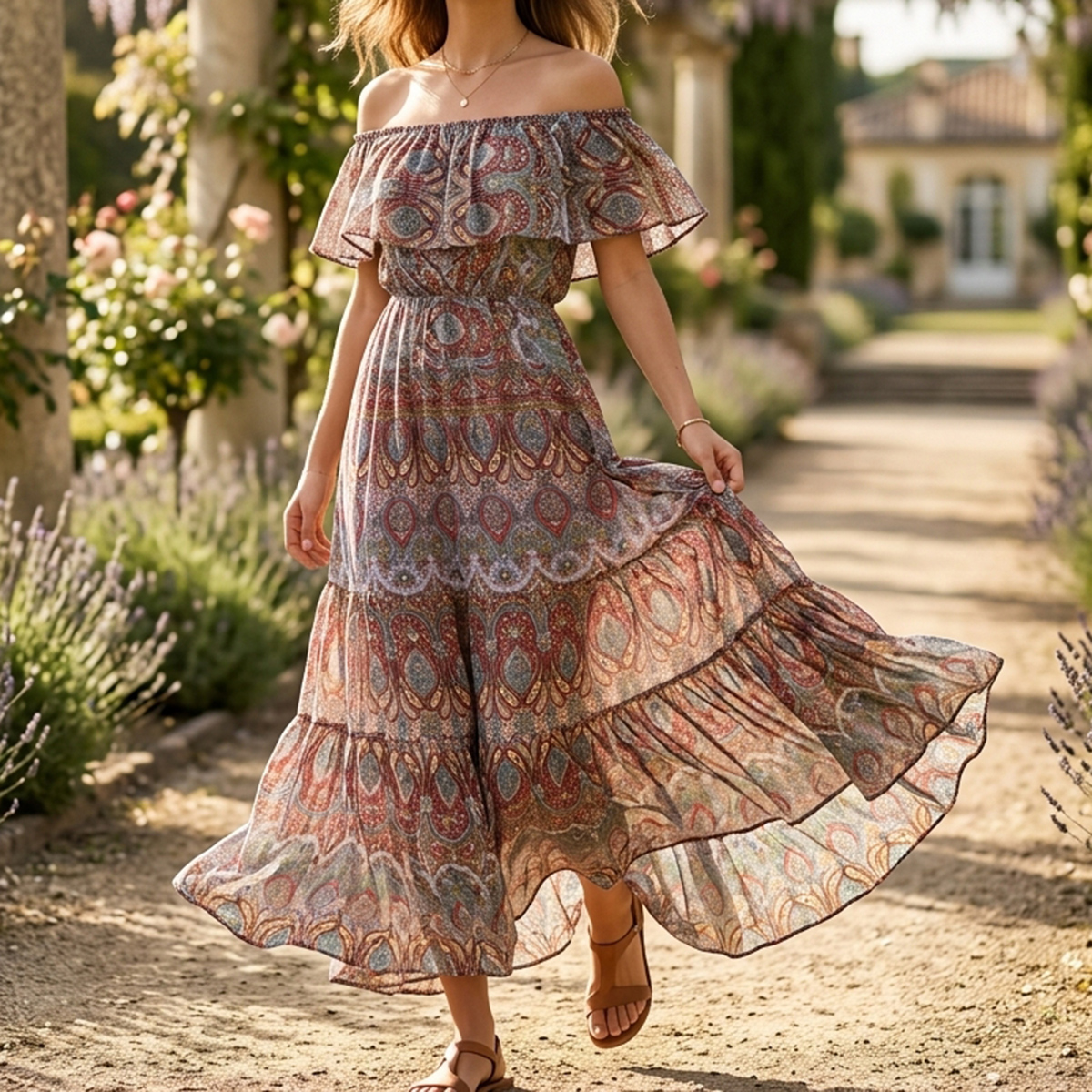 Ladies Off Shoulder Maxi Dress