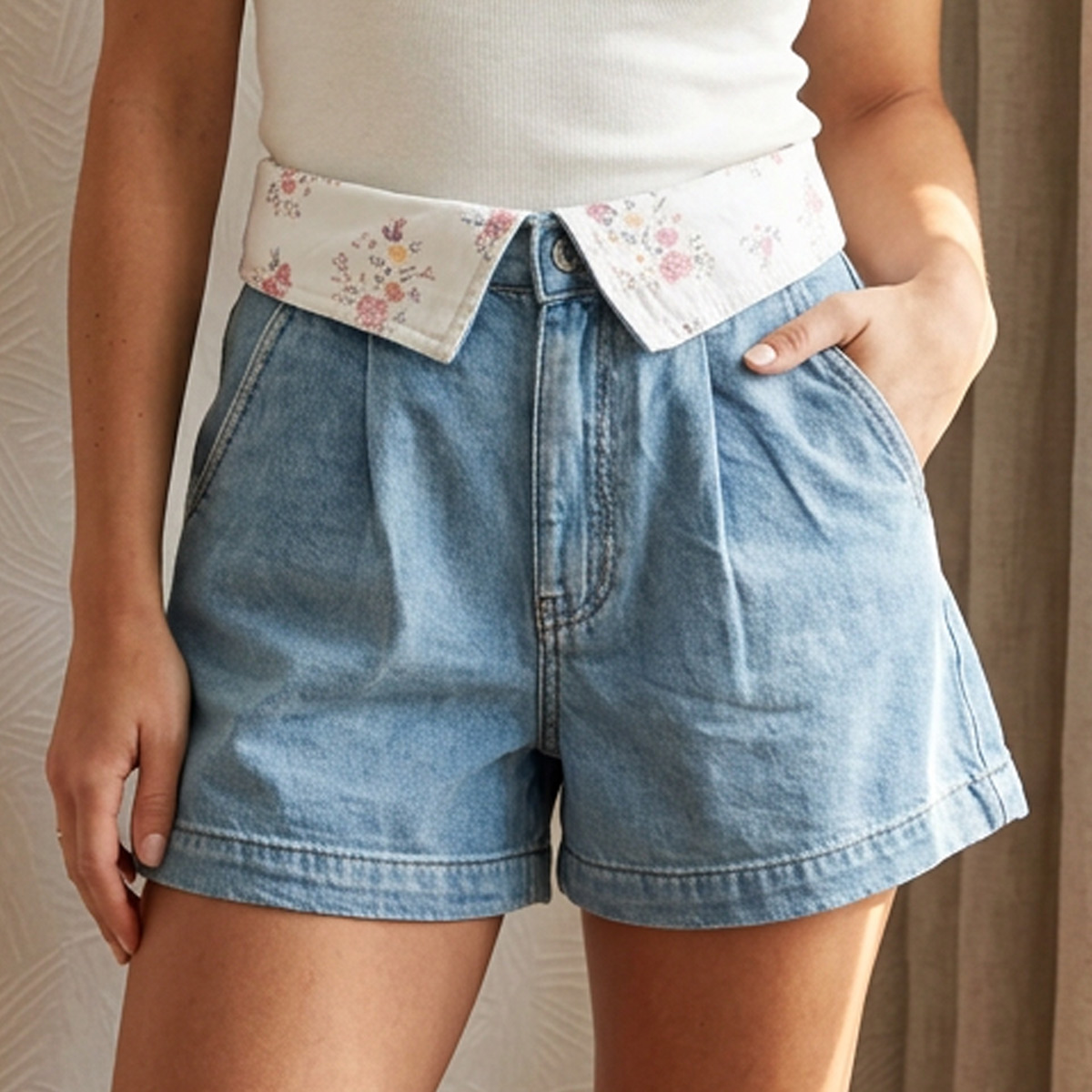 Ladies Jeans Short Blue