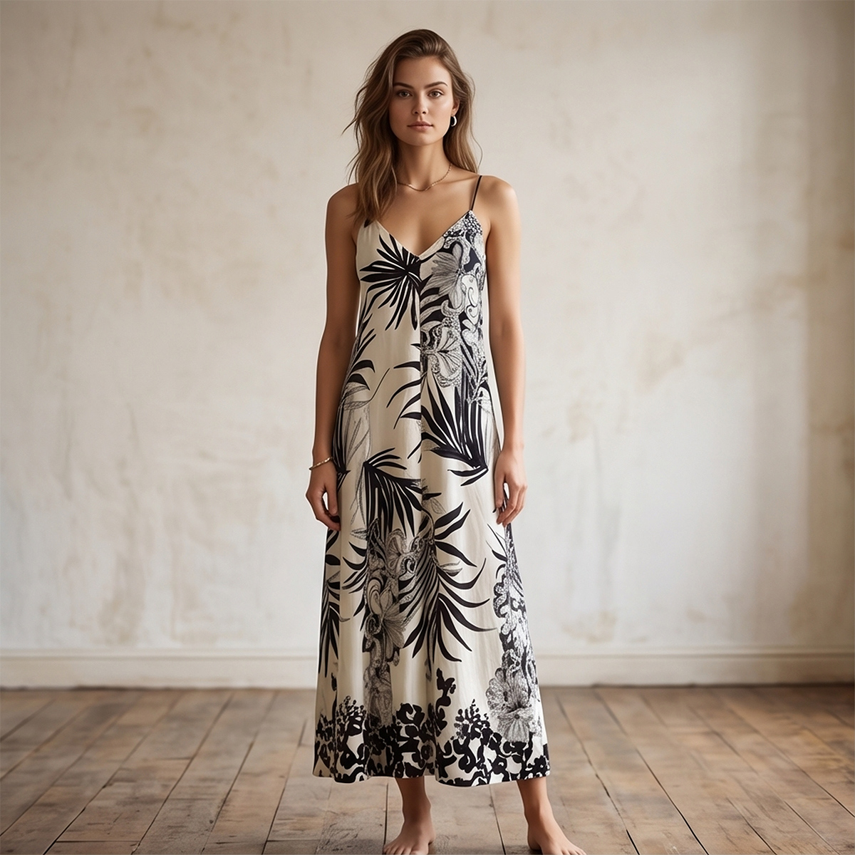 Sleeveless Maxi Dress with Floral Print