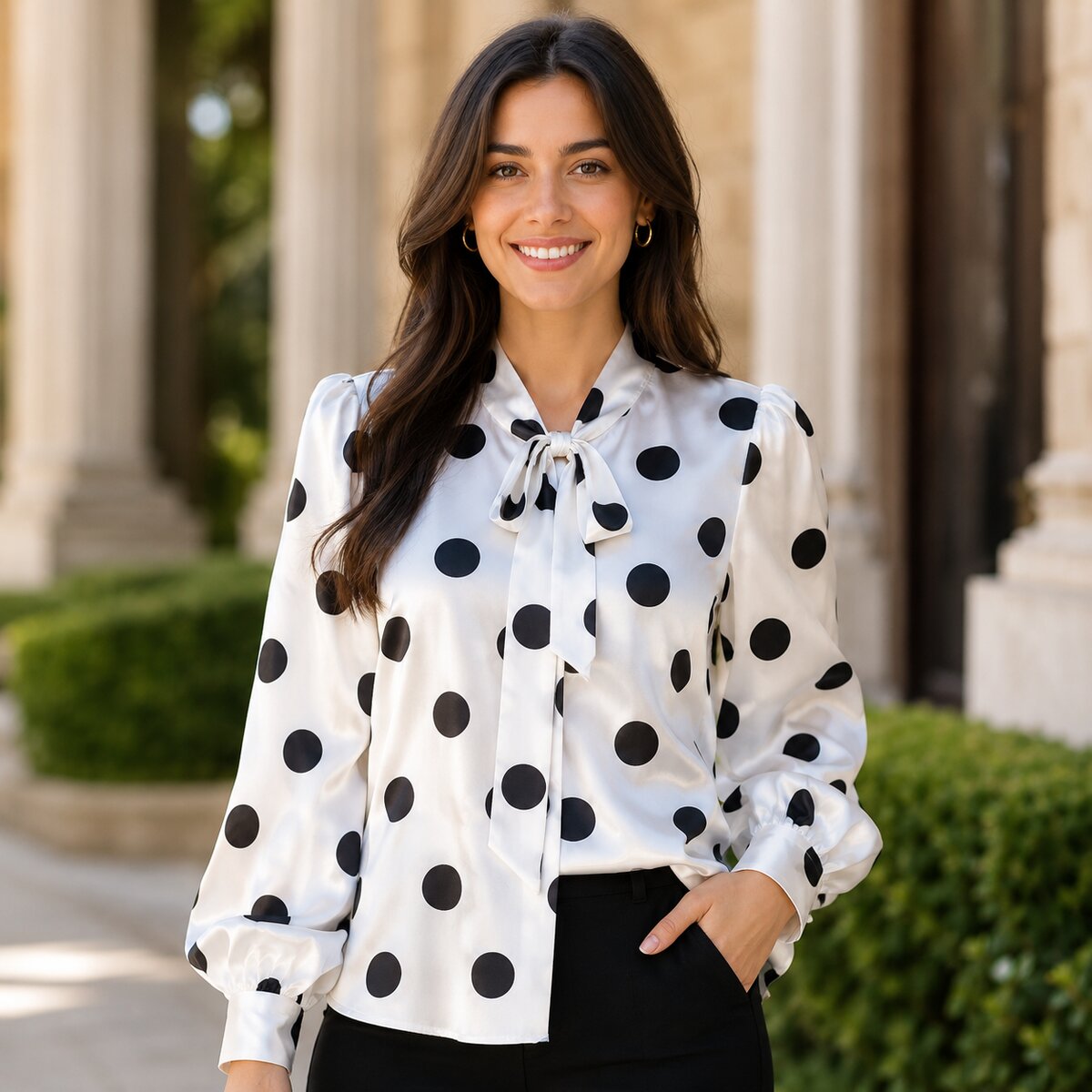Ladies Blouse Long Sleeve White Free Size