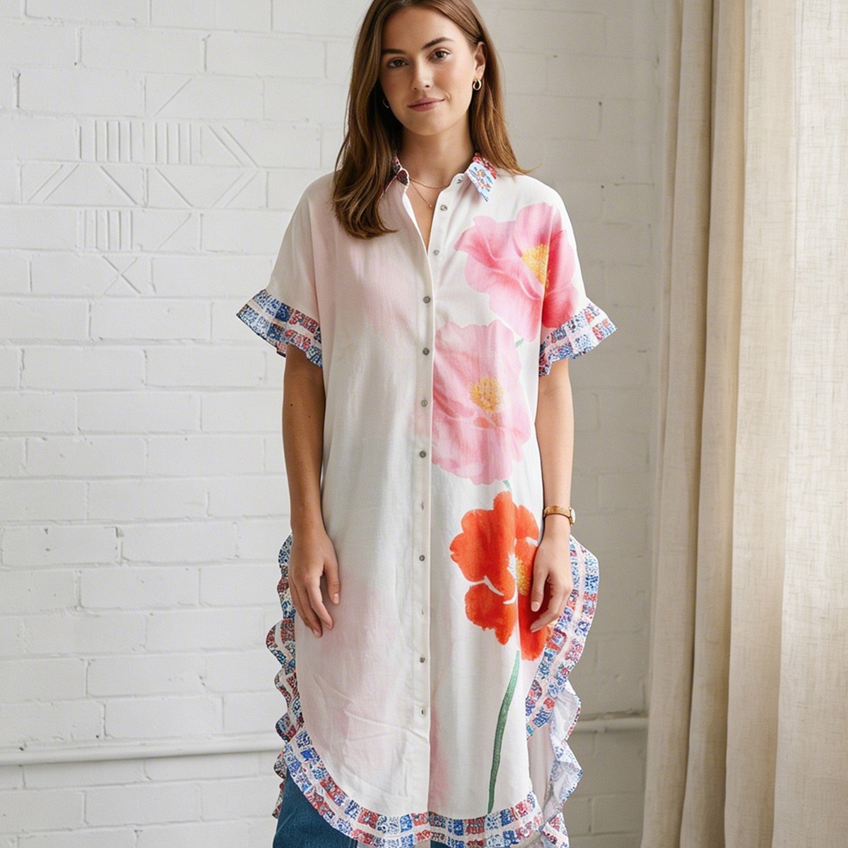 Ladies Dress Short Sleeve White