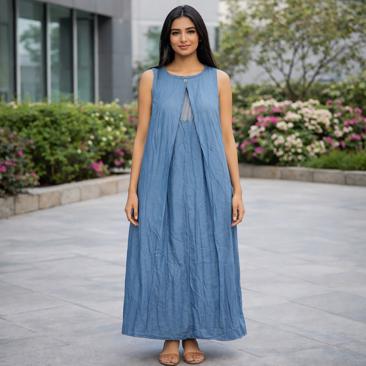 Ladies Sleeveless Maxi Dress Free Size