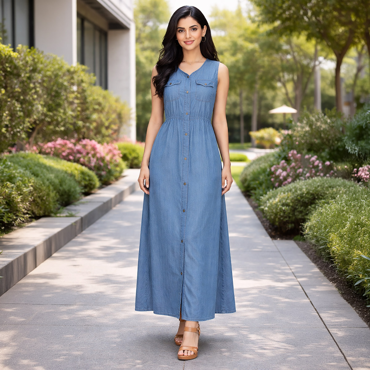 Ladies Jeans Maxi Dress Free Size