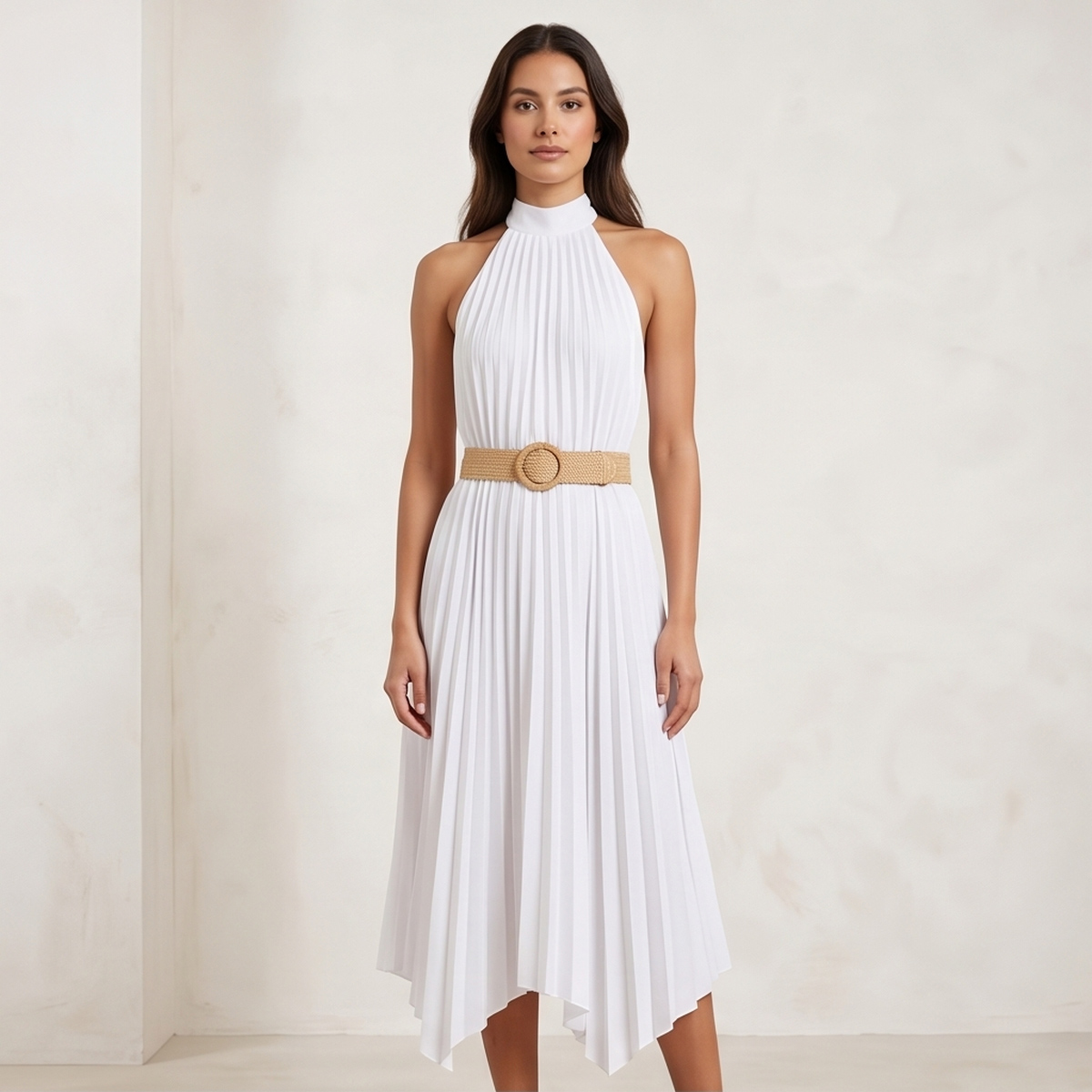 Ladies Maxi Dress Sleeveless White
