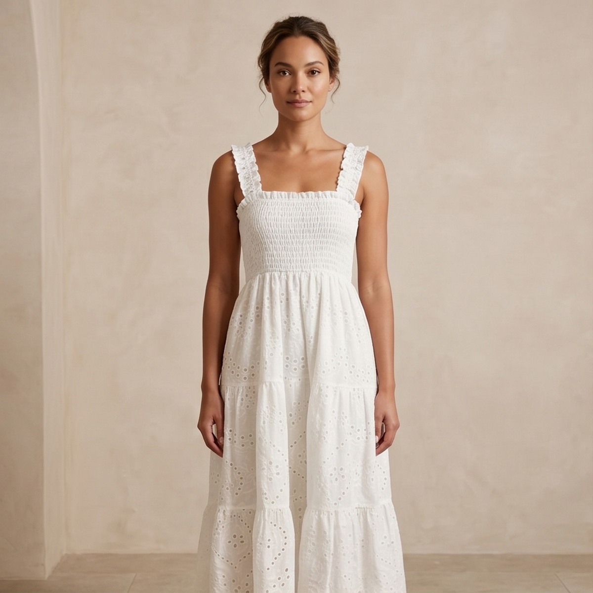 Ladies Dress Sleeveless White