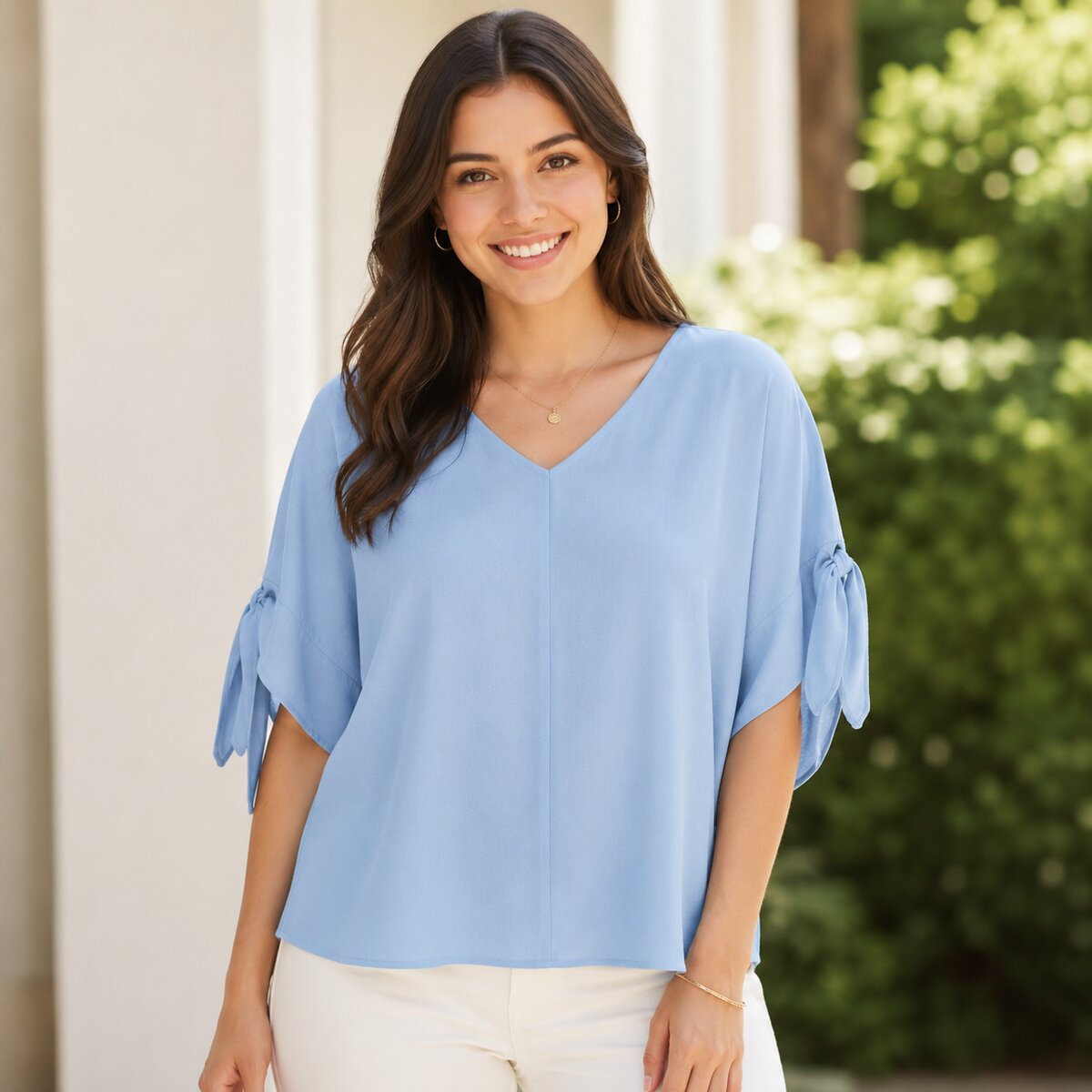 Ladies Blouse Sky Blue Free Size