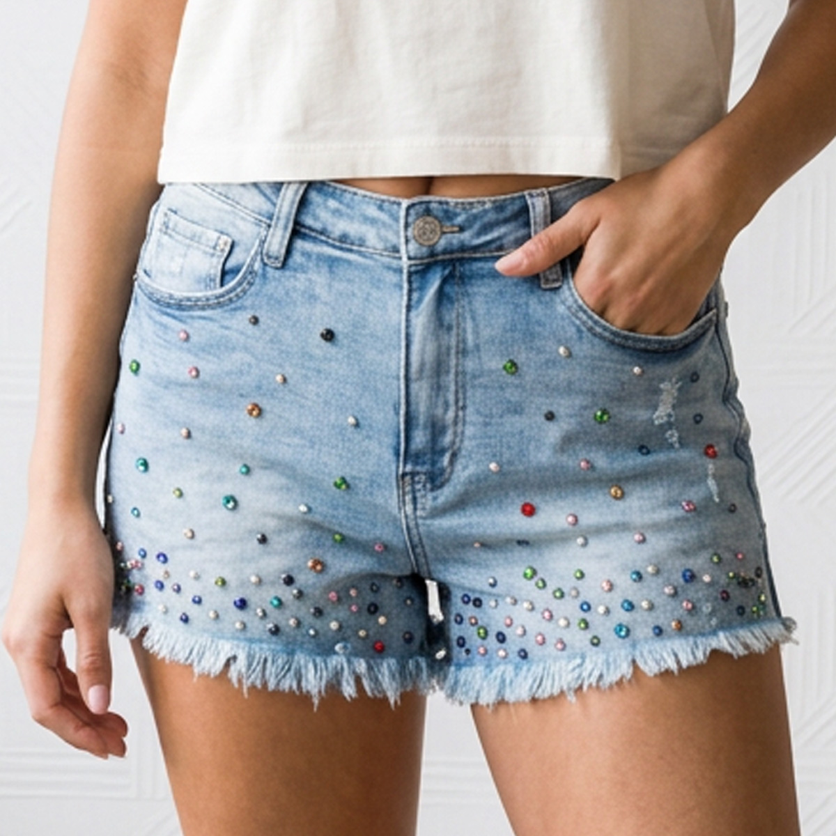 Ladies Jeans Short Blue