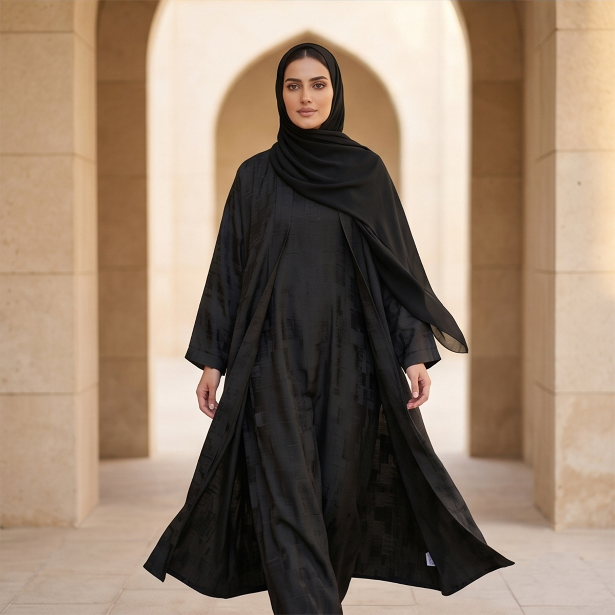 Butterfly Abaya With Shella Overprinted