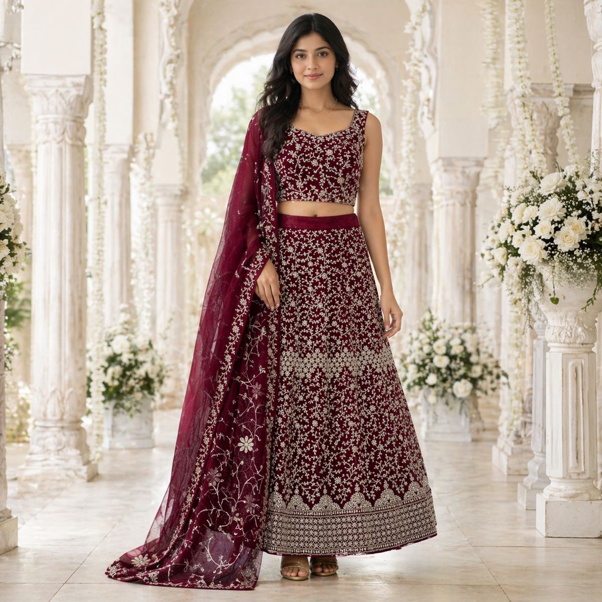 Ladies Lahenga Maroon 3.5 Meter | Women | Women Clothing | Women Ethnic Wear Ladies Lahenga Maroon 3.5 Meter | Women | Women Clothing | Women Ethnic Wear