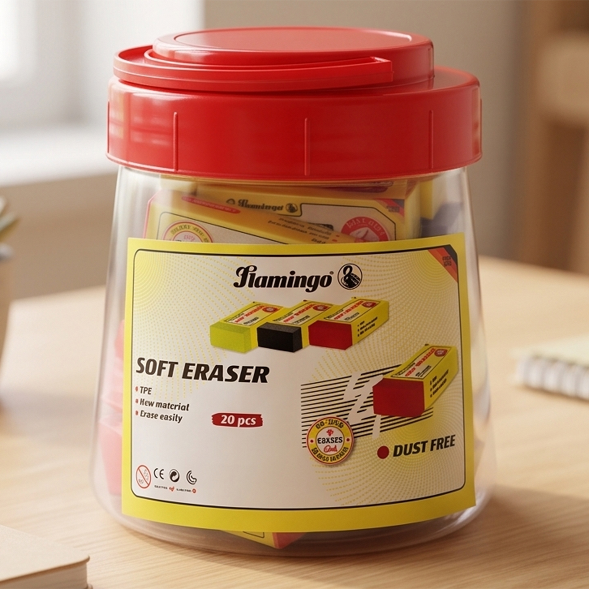 Flamingo Soft Eraser 20 Pieces