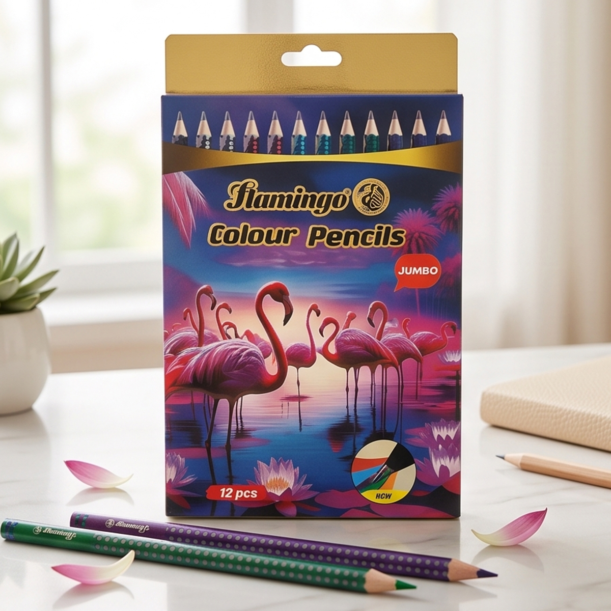 Flamingo Jumbo Colour Pencils 12 Pieces