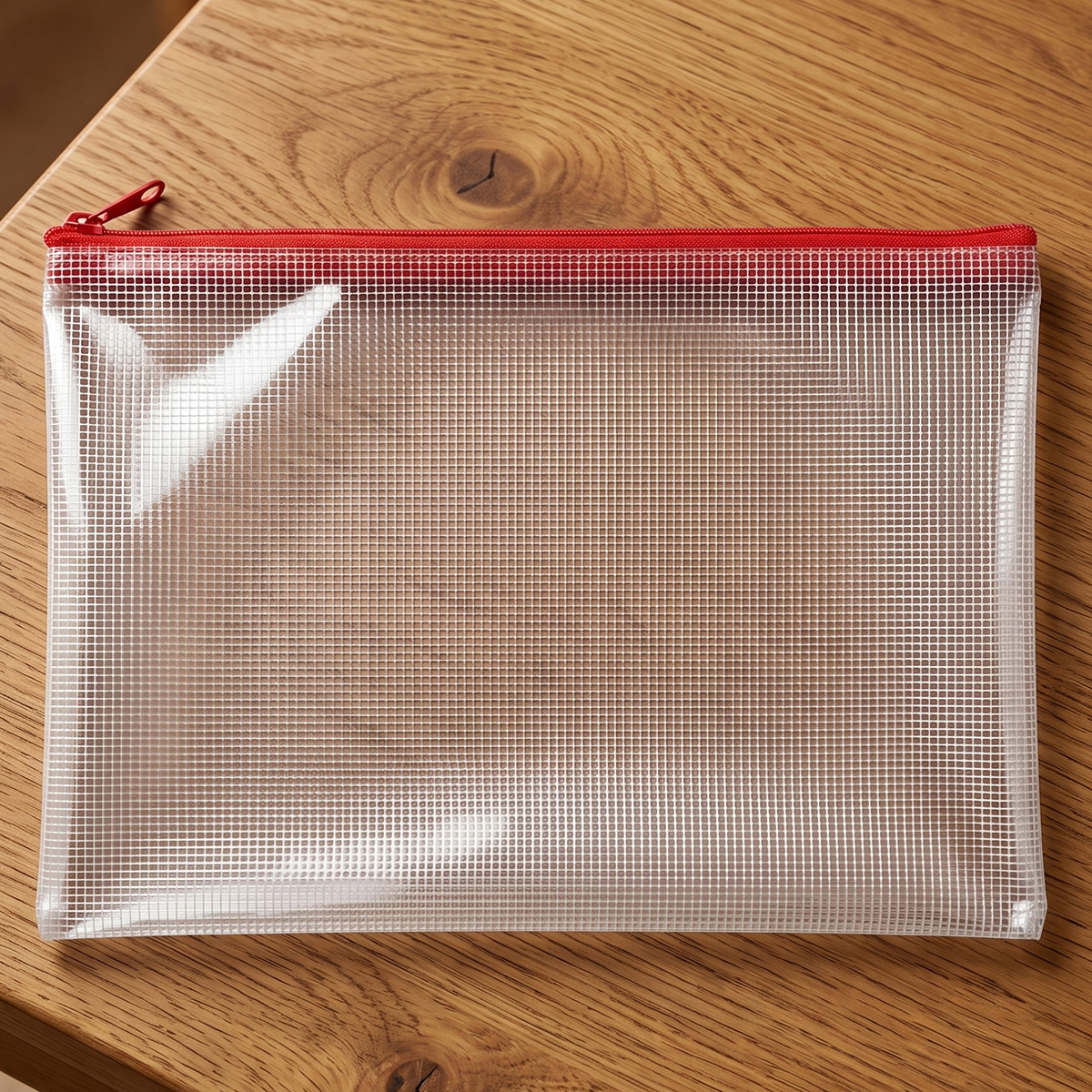 Clear Document Holder With Red Zipper