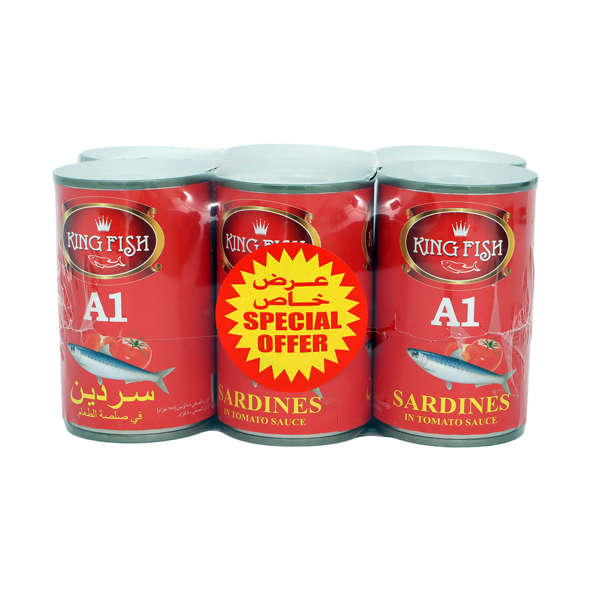 King Fish A1 Canned Sardines In Tomato Sauce 6x155g
