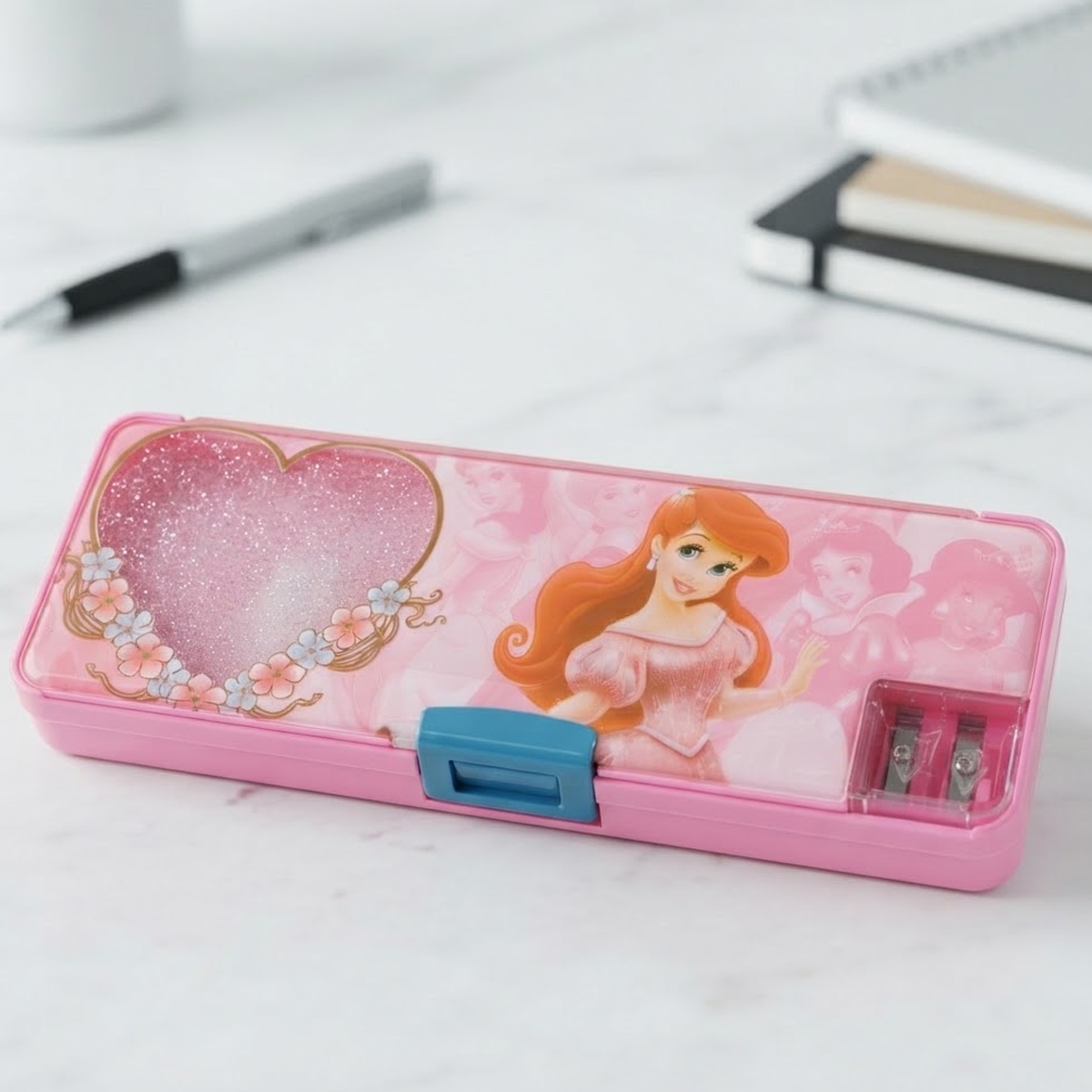 Cute Girl & Heart Themed Pencil Case Pink