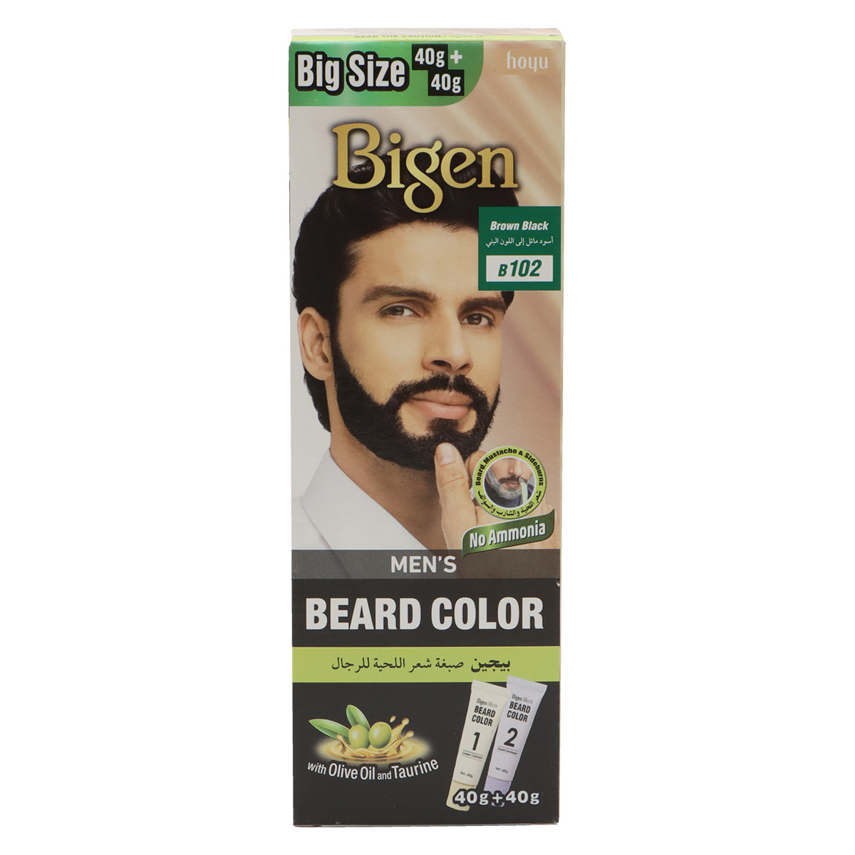 Bigen Mens Beard Colour with Olive Oil & Taurine B102 Brown Black 80g