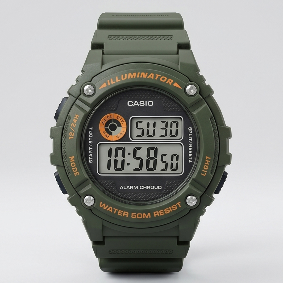 Casio Digital Sport Watch For Men In Green Color W-216H-3BVDF