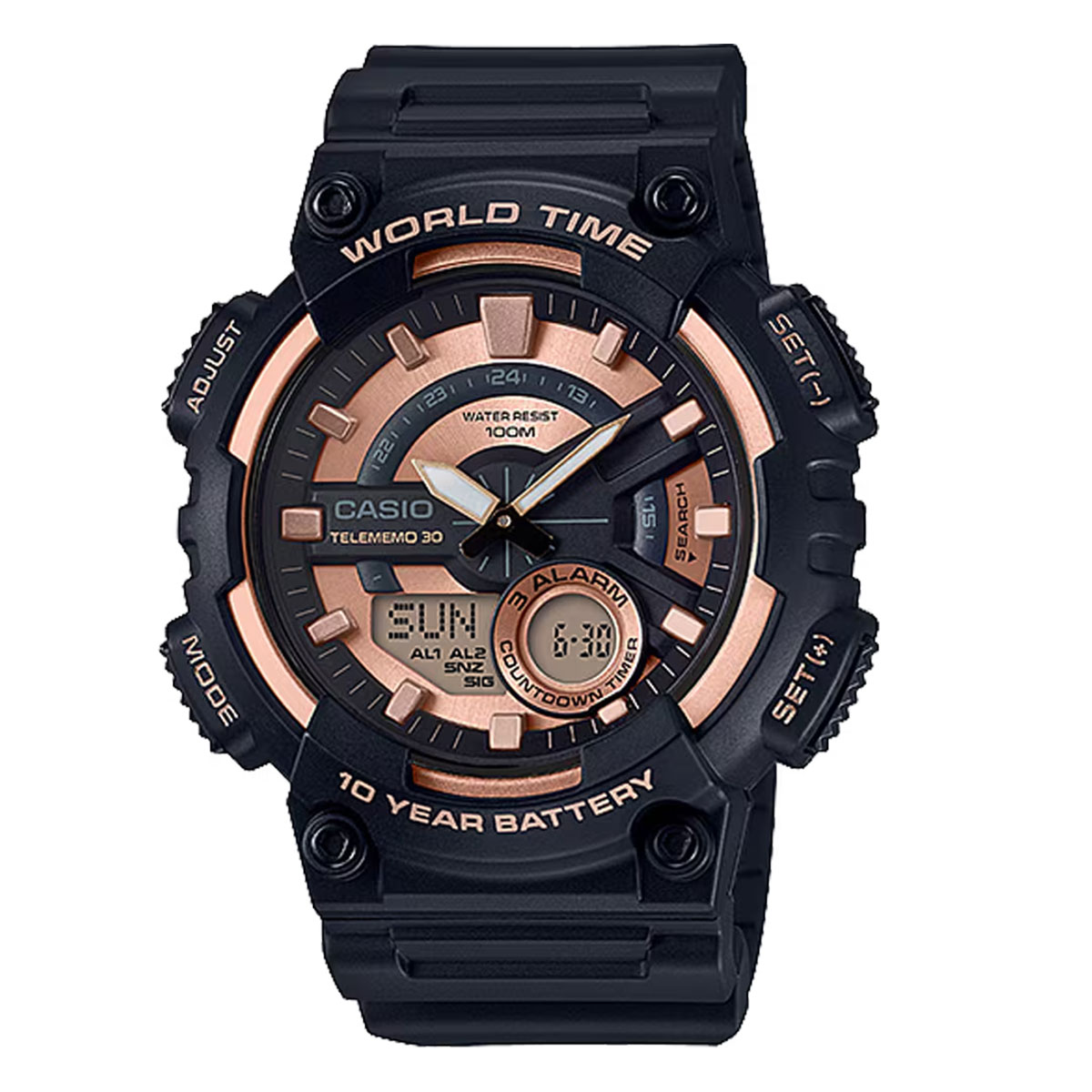 Casio Telememo 30 Dual Watch For Men AEQ-110W-1A3VDF