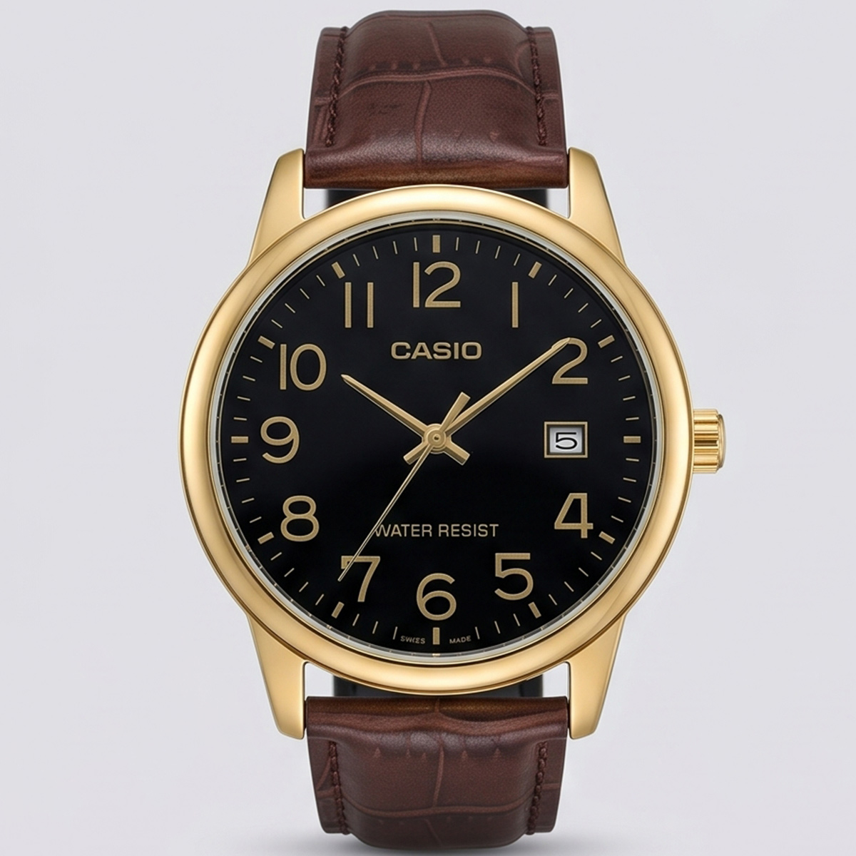 Casio Analog Leather Watch In Gold Color For Men MTP-V002GL-1BUDF