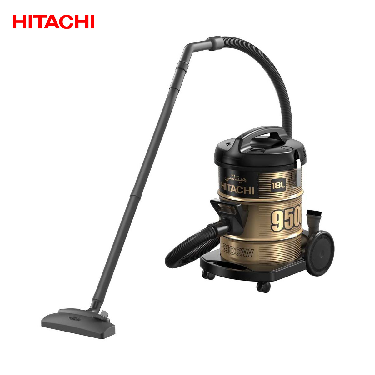 Hitachi Vacuum Cleaner Drum Dry  Black Color 2100W 18 Ltr - CV950F24CDS BK