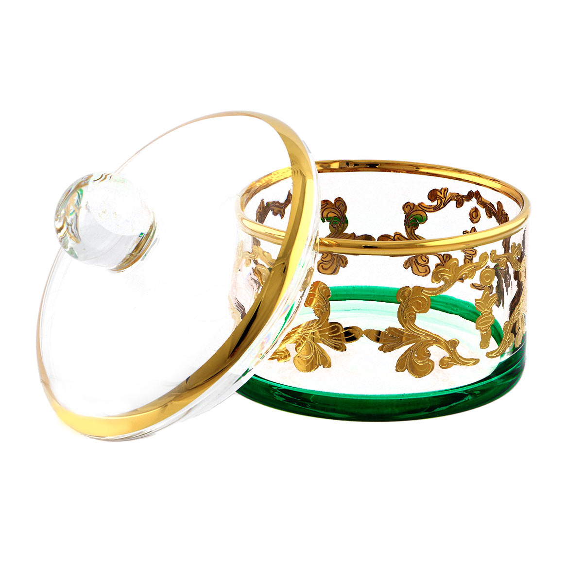 Crystal Sugar Bowl Green