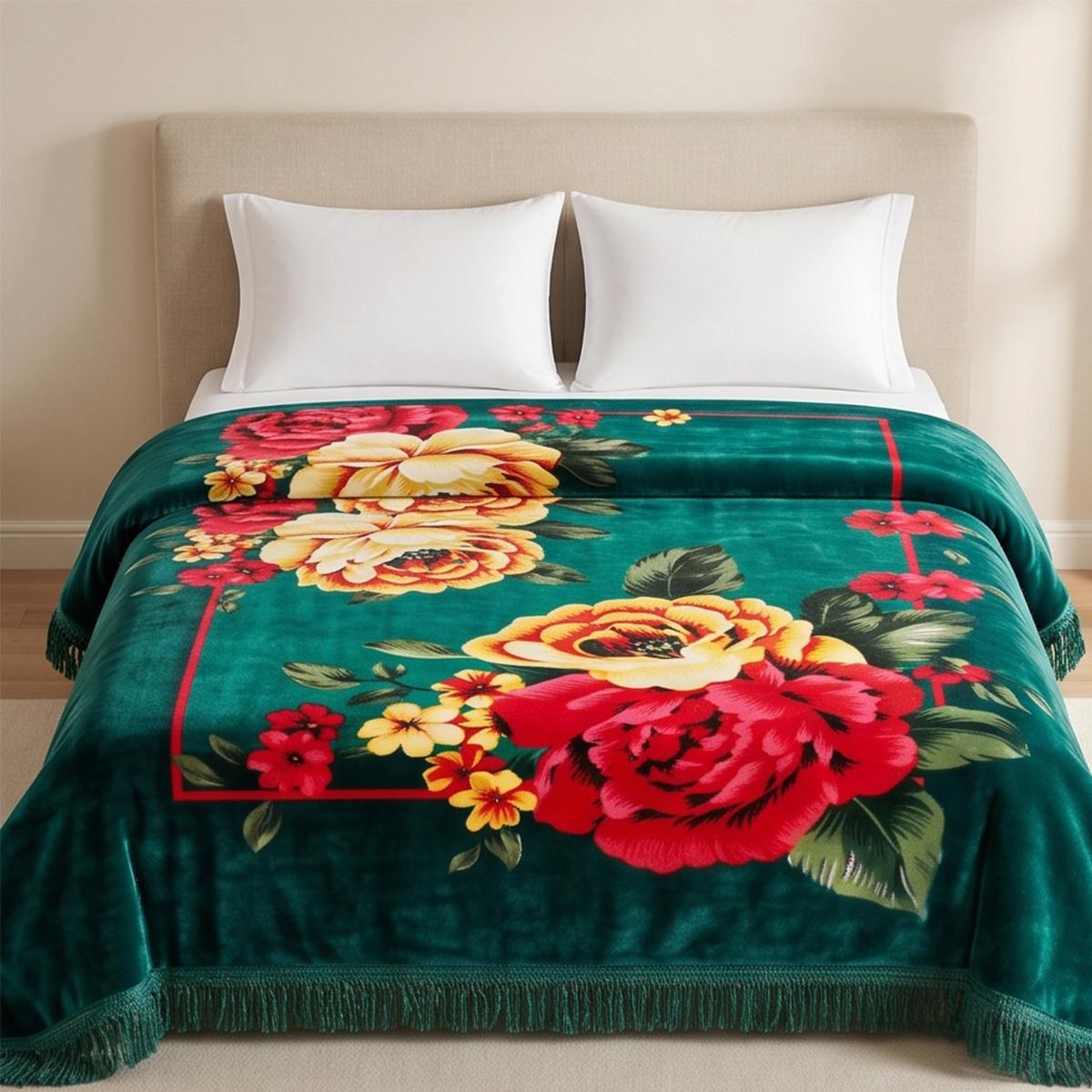 Floral Patterned Blanket Set 4 Pieces