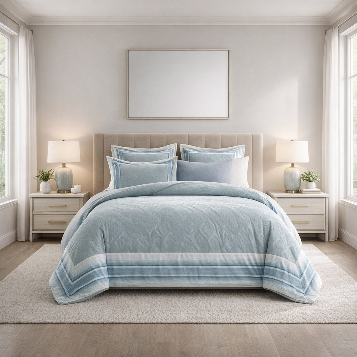 Plain Adam King Comforter Set 6 Pieces