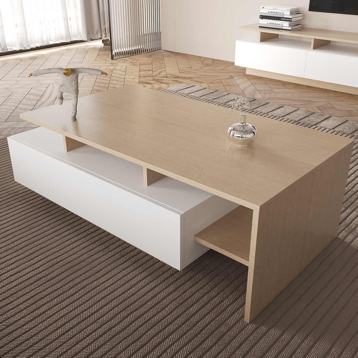 Center Wooden Table 120cm Beige