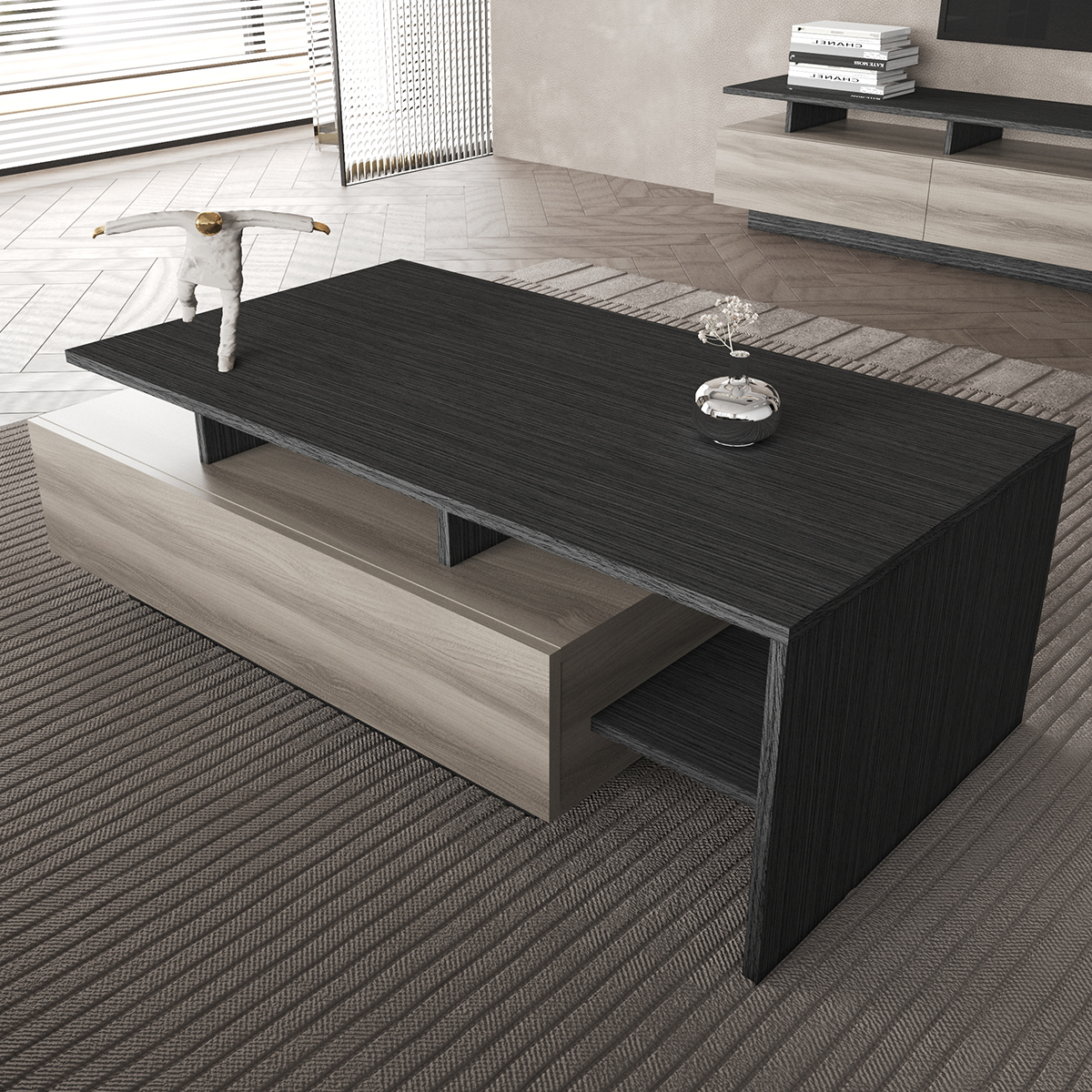 Center Wooden Table 120cm Dark Grey