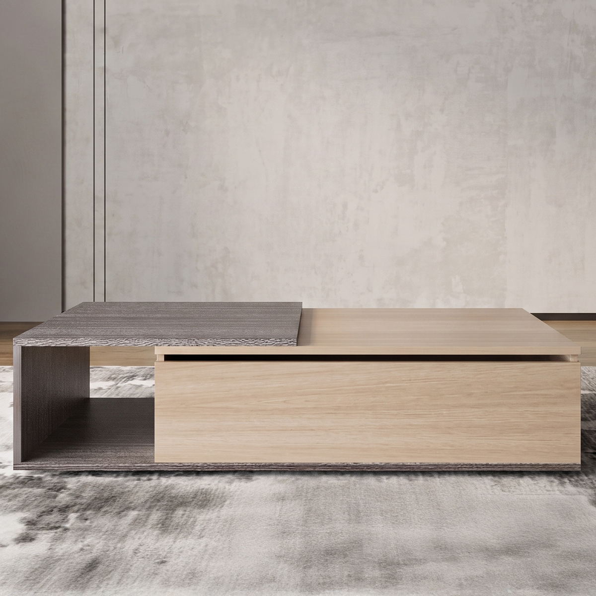 Center Wooden Table 120cm Beige & Grey