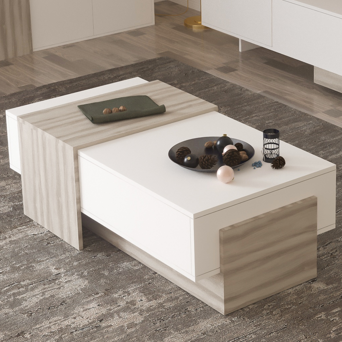 Center Wooden Table 120cm White & Grey