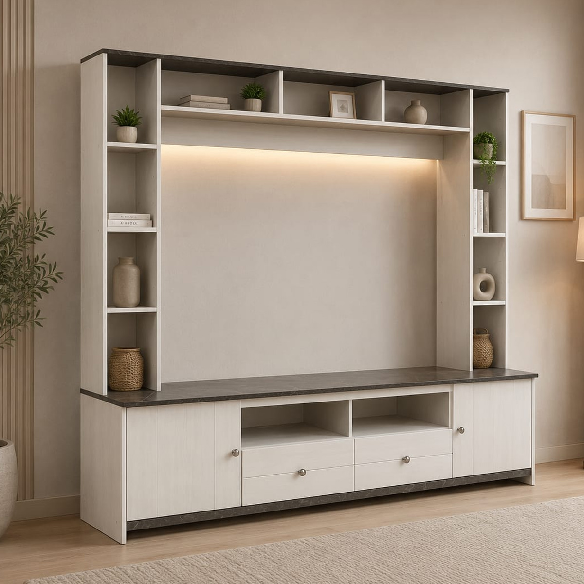 Tv Cabinet With Storage Compartments And Shelves